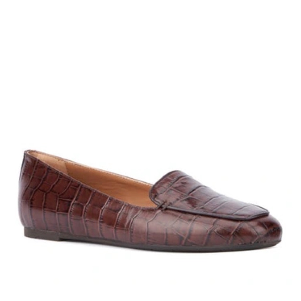 New Aquatalia Judie Luxe Croc Embossed Flat In Brown Sz 7